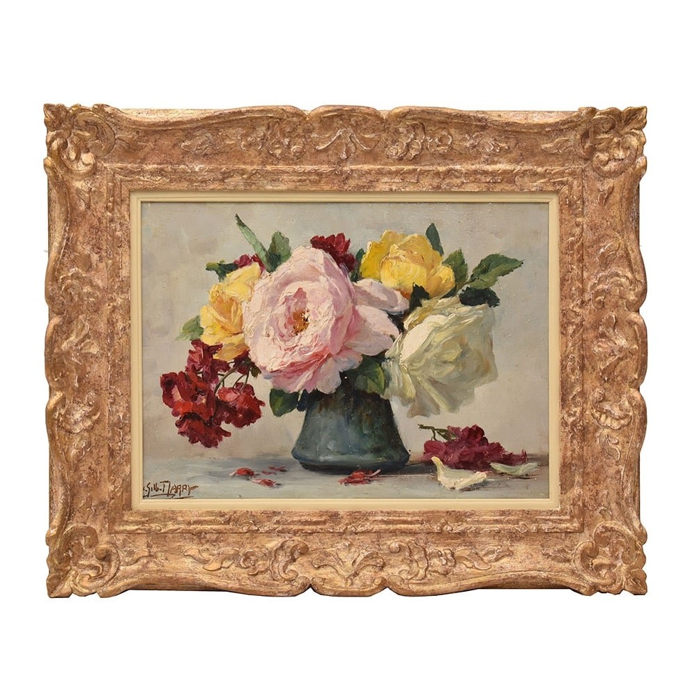 QF639 1 antique roses floral painting flower oil painting still life art deco.jpg